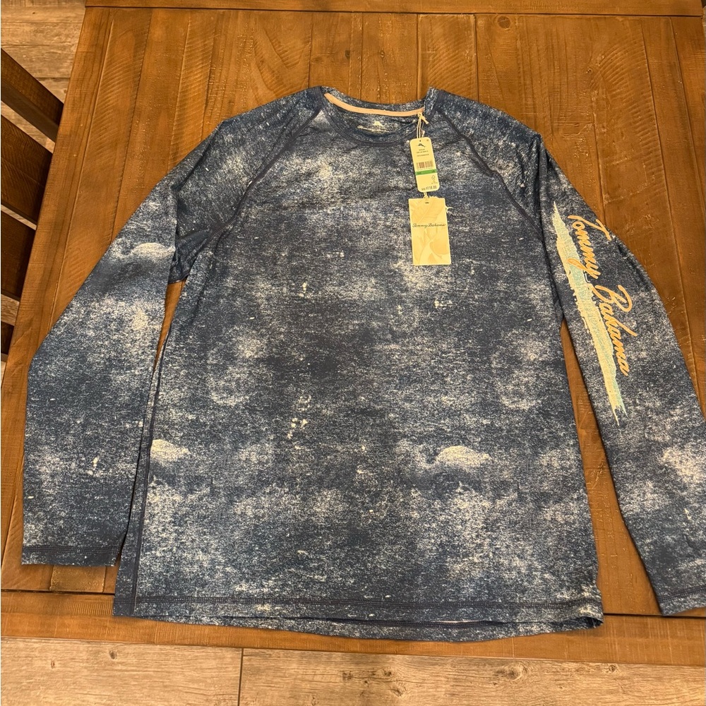 Tommy Bahama Blue Long Sleeve Rash guard swim shirt
